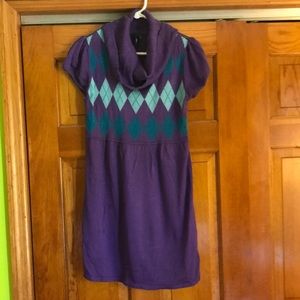 Purple argyle size large sweater dress